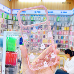 ** Ốp IP 17 Pro Max trong cún Puppy nơ hồng viền hồng