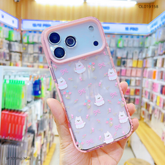 ** Ốp IP 17 Pro Max trong cún Puppy nơ hồng viền hồng
