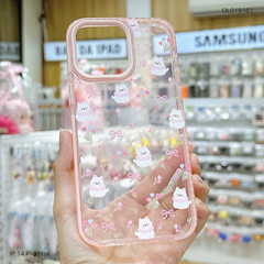 ** Ốp IP 14 Pro Max trong cún Puppy nơ hồng viền hồng