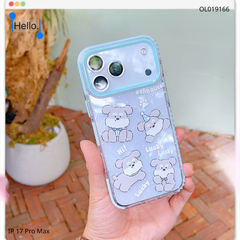 ** Ốp IP 17 Pro Max trong cún xám Schnauzer viền xanh