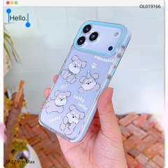 ** Ốp IP 17 Pro Max trong cún xám Schnauzer viền xanh