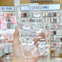 ** Ốp IP 15 Pro Max trong cún xám Schnauzer viền xanh