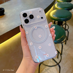 ** Ốp IP 17 Pro Max trong hoa cúc trắng nhụy đỏ magsafe