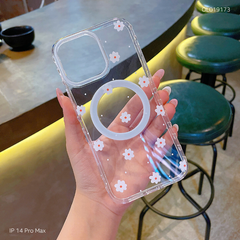 ** Ốp IP 14 Pro Max trong hoa cúc trắng nhụy đỏ magsafe