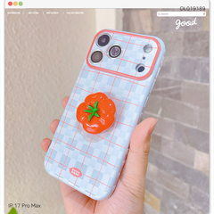 Ốp IP 17 Pro Max dẻo xanh kèm pop cà chua