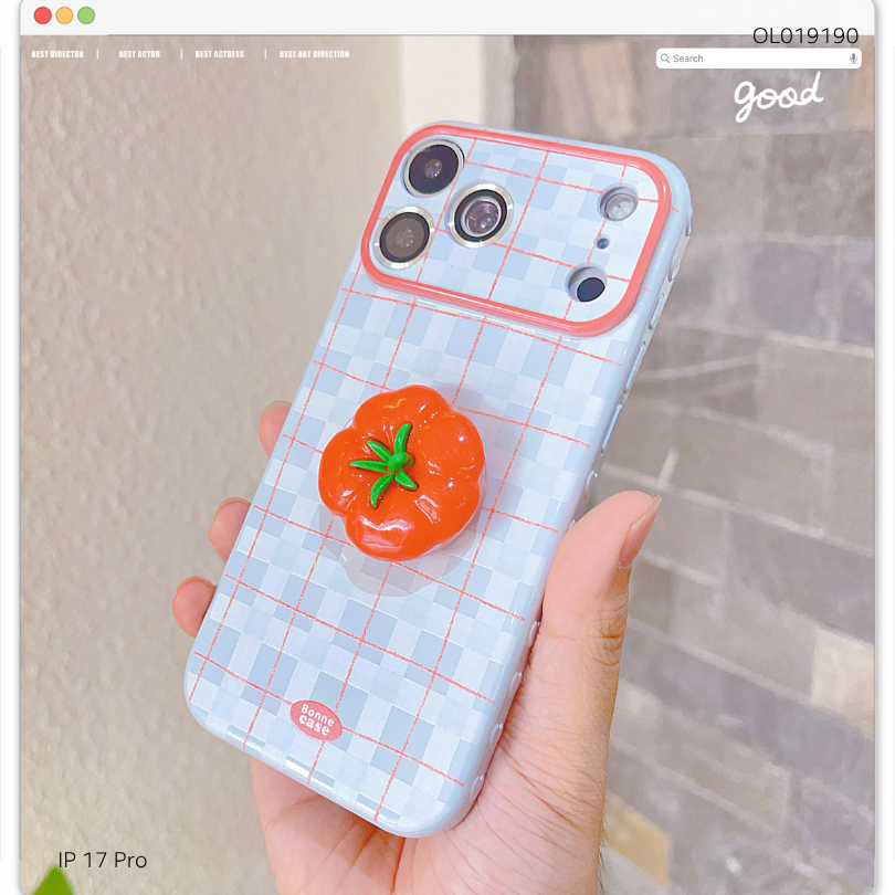 Ốp IP 17 Pro dẻo xanh kèm pop cà chua