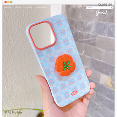 Ốp IP 16 Pro Max dẻo xanh kèm pop cà chua
