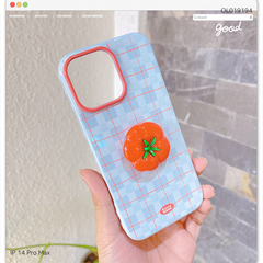 Ốp IP 14 Pro Max dẻo xanh kèm pop cà chua