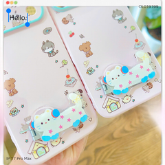 ** Ốp IP 17 Pro Max dẻo hồng nhiều thú cute kèm giá đỡ mèo