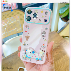 ** Ốp IP 17 Pro Max dẻo hồng nhiều thú cute kèm giá đỡ mèo