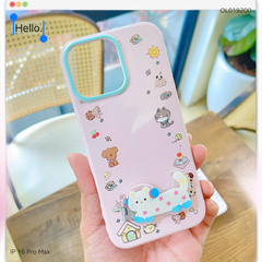 ** Ốp IP 16 Pro Max dẻo hồng nhiều thú cute kèm giá đỡ mèo