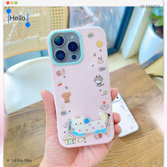 ** Ốp IP 14 Pro Max dẻo hồng nhiều thú cute kèm giá đỡ mèo