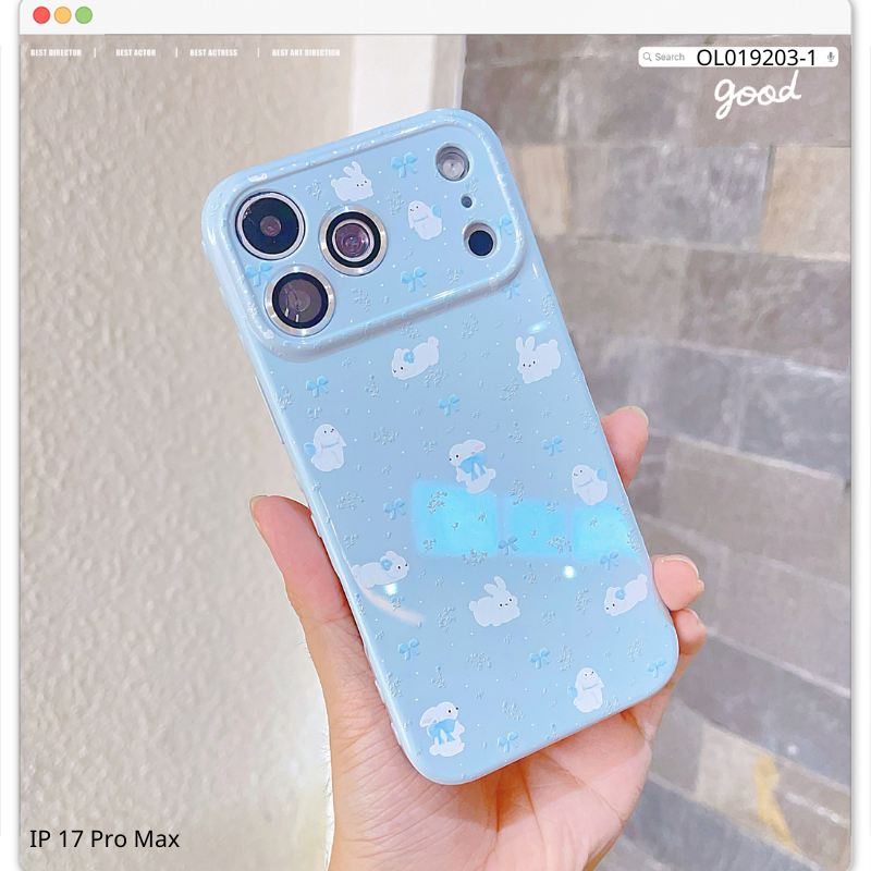 Ốp IP 17 Pro Max dẻo thỏ trắng và nơ