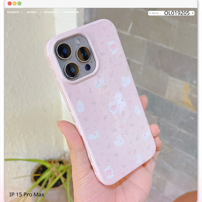 Ốp IP 15 Pro Max dẻo thỏ trắng và nơ