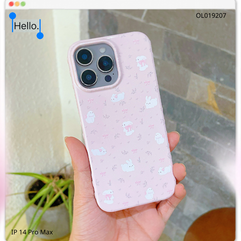 Ốp IP 14 Pro Max dẻo thỏ trắng và nơ