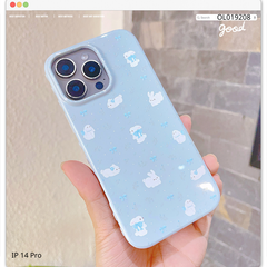 Ốp IP 14 Pro dẻo thỏ trắng và nơ