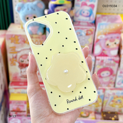 ** Ốp iPhone 17 lưng cứng chấm bi kèm pop hoa
