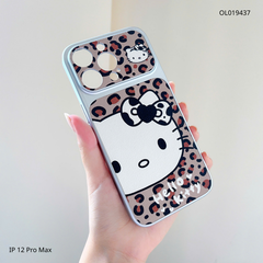 ** Ốp iPhone 12 Pro Max vân da mặt Kitty da beo xám