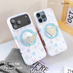 ** Ốp iPhone 17 Pro lưng cứng magsafe họa tiết hoạt hình kèm giá đỡ tim