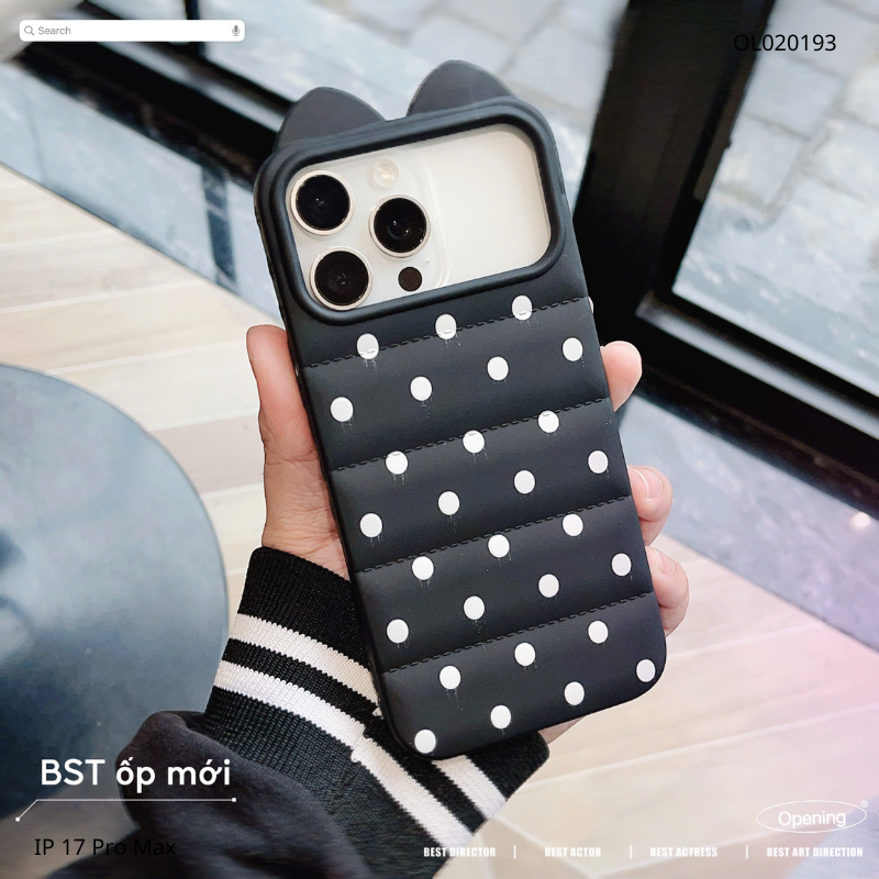 ** Ốp iPhone 17 Pro Max dẻo chấm bi phao