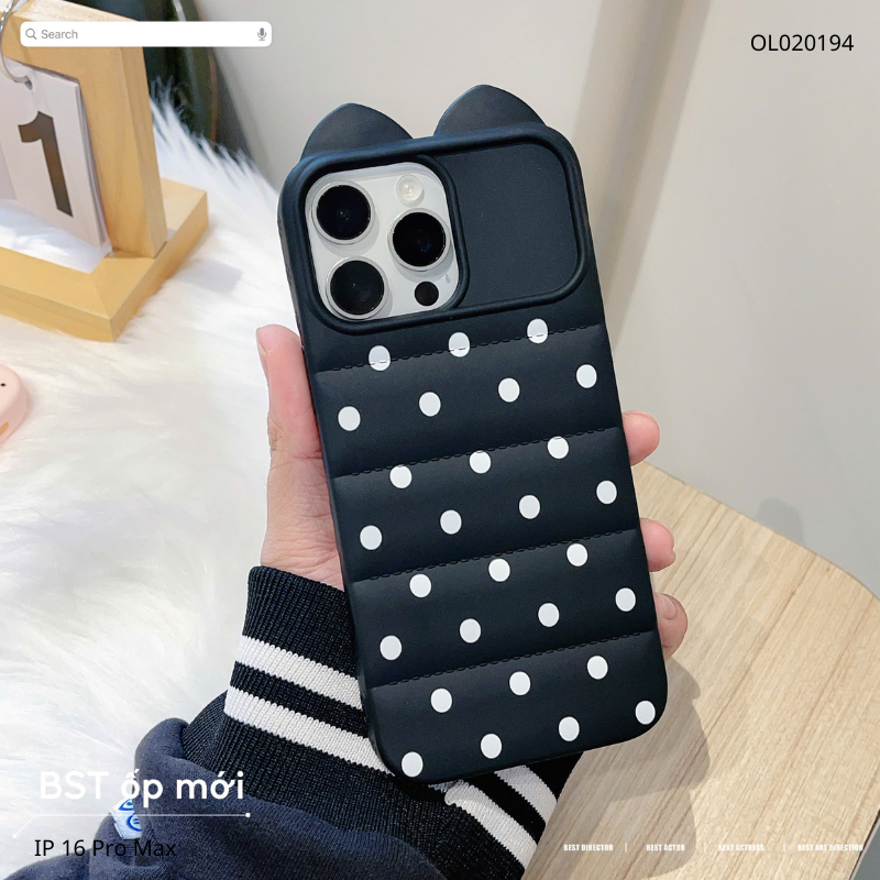 ** Ốp iPhone 16 Pro Max dẻo chấm bi phao
