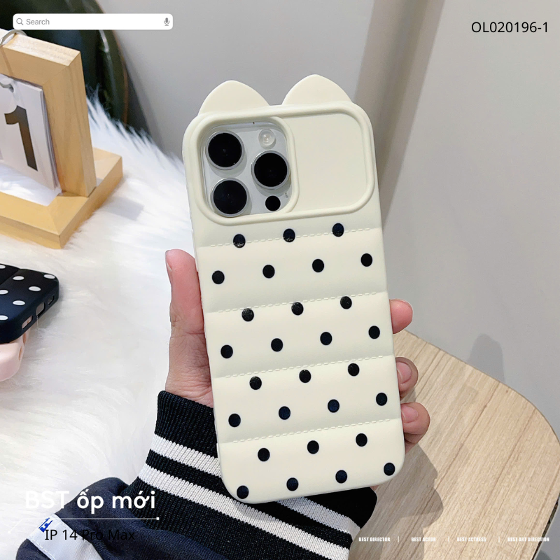 ** Ốp iPhone 14 Pro Max dẻo chấm bi phao