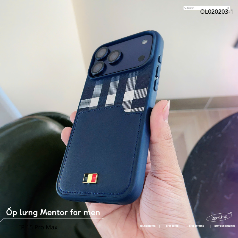 [C] ** Ốp iPhone 17 Pro Max Mentor vân da viền dẻo kèm ví card