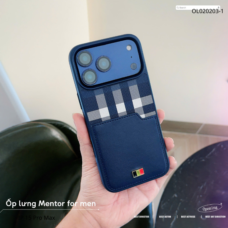 [C] ** Ốp iPhone 17 Pro Max Mentor vân da viền dẻo kèm ví card