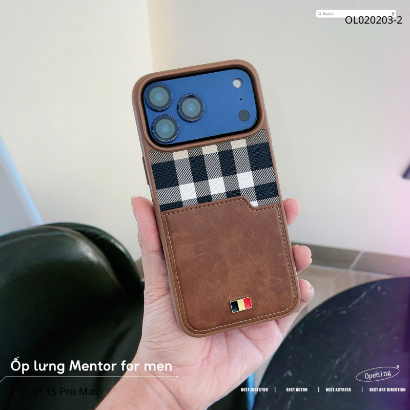 [C] ** Ốp iPhone 17 Pro Max Mentor vân da viền dẻo kèm ví card