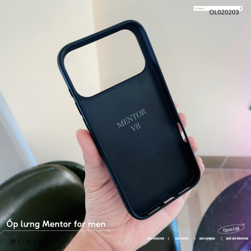 [C] ** Ốp iPhone 17 Pro Max Mentor vân da viền dẻo kèm ví card
