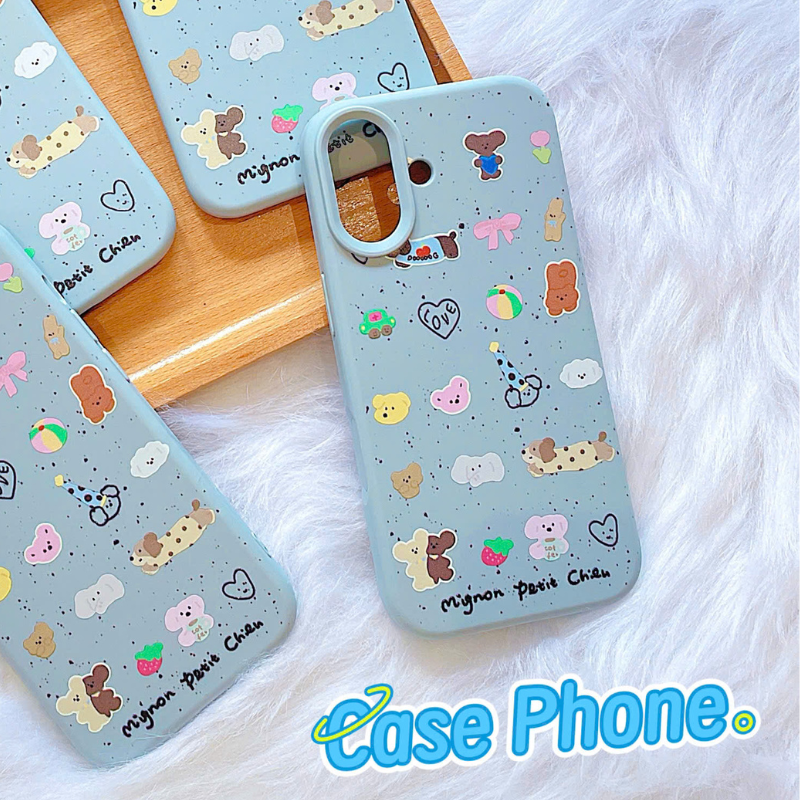 ** Ốp iPhone 16 Plus dẻo xanh nhiều thú Mignon Petit Chien