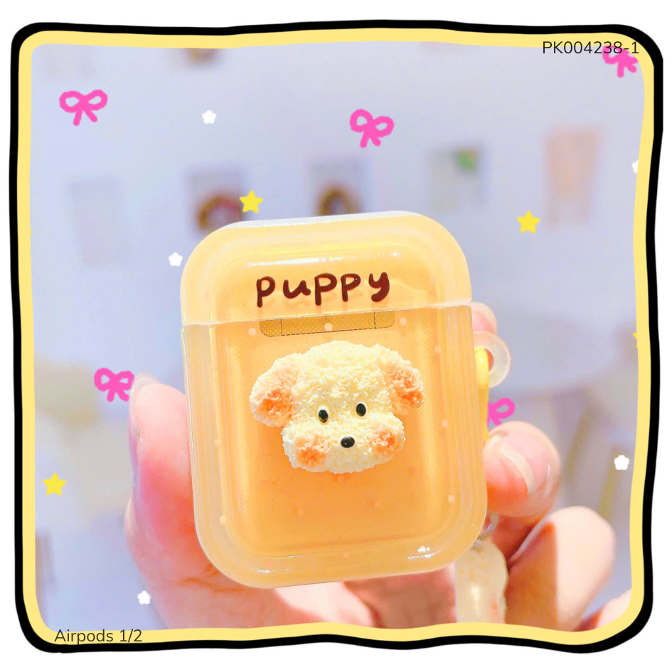 ** Case Airpods 1/2 dẻo đính mặt cún Puppy