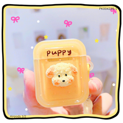 ** Case Airpods 1/2 dẻo đính mặt cún Puppy