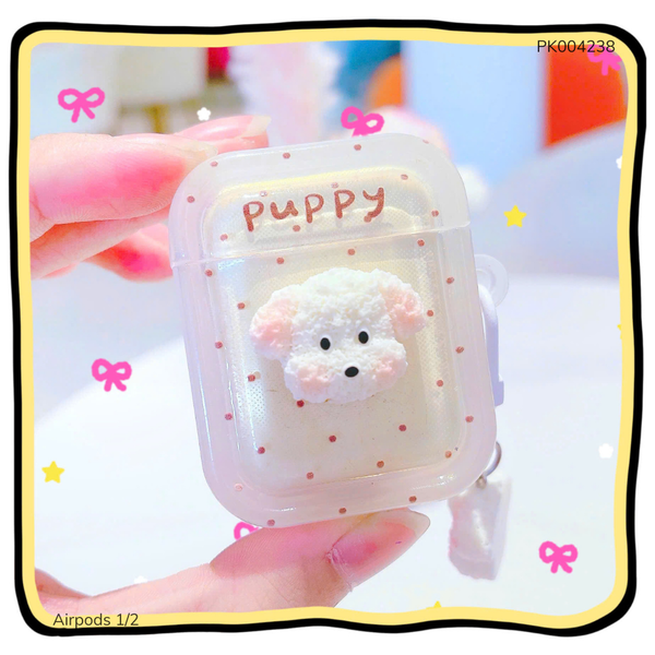 ** Case Airpods 1/2 dẻo đính mặt cún Puppy