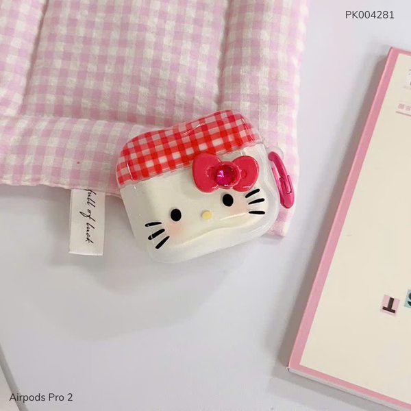 ** Case Airpods Pro 2 dẻo mặt Kitty nơ đỏ