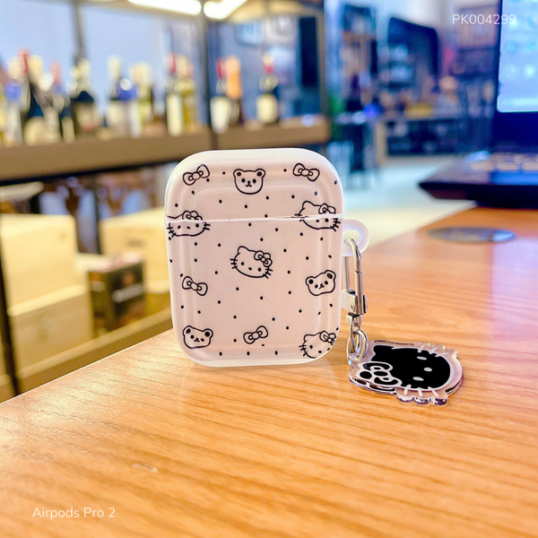 Case Airpods Pro 2 dẻo Kitty nền hồng chấm bi