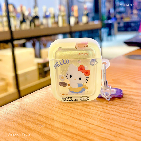 Case Airpods Pro 2 dẻo Hello Kitty chiên trứng nền vàng