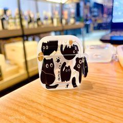 Case Airpods 1/2 dẻo nhiều mèo đen Black Cat