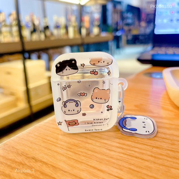 Case Airpods 3 dẻo mèo đeo Headphone Kitten Park