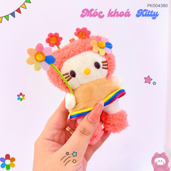 ** Móc khóa bông Kitty cầm hoa