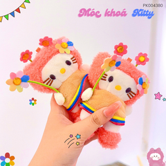 ** Móc khóa bông Kitty cầm hoa
