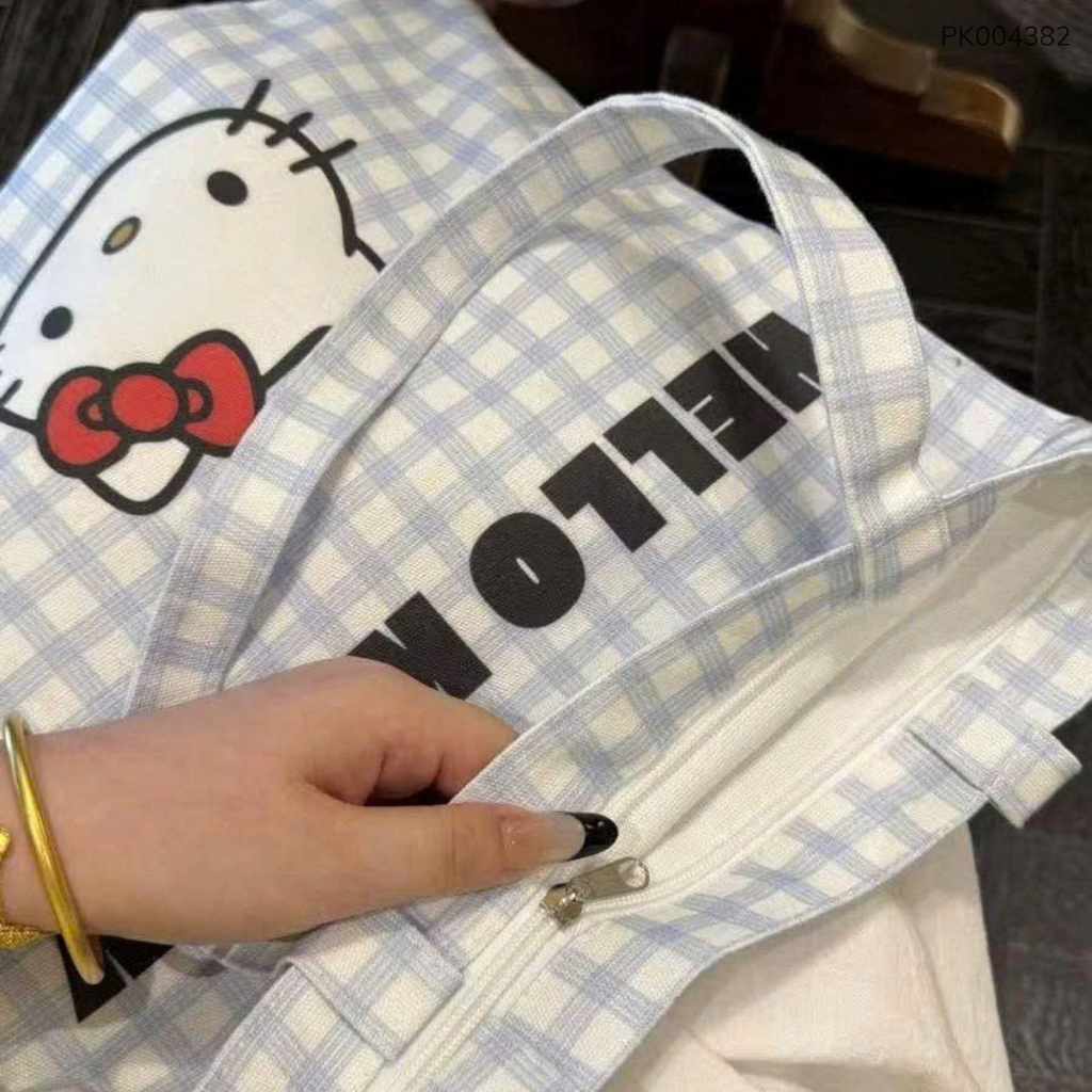 ** Túi vải sọc caro Kitty nhiều màu