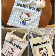 ** Túi vải sọc caro Kitty nhiều màu