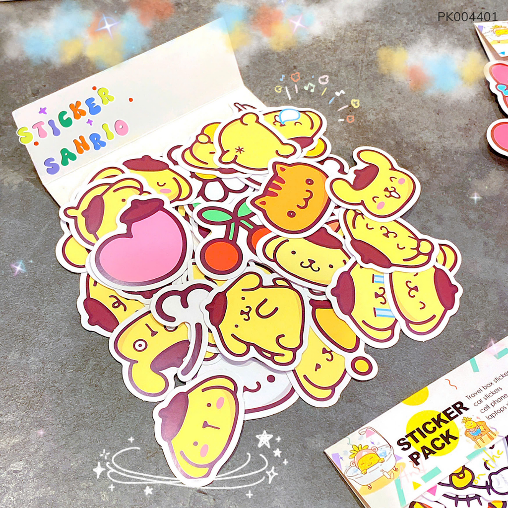 ** Set hình Sticker mix hình Kitty/Kuromi/Melody/PompomPurrin