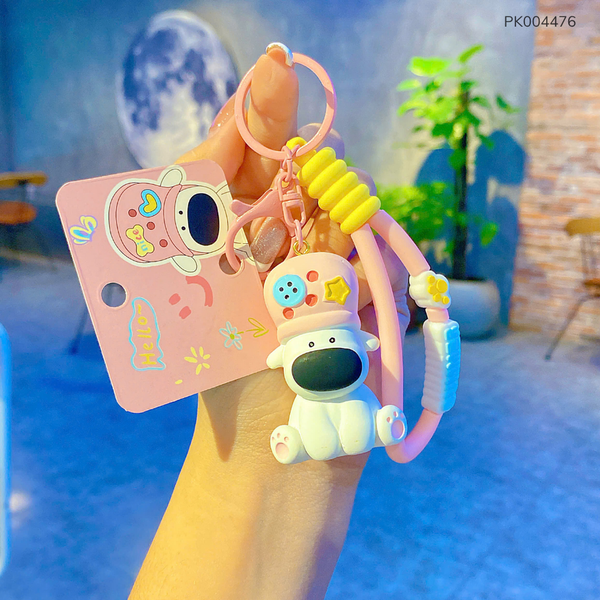 ** Móc khóa cún đội dép hồng