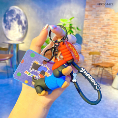 ** Móc khóa cún đen lạp xưởng áo xanh