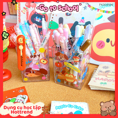 ** Ống cắm bút nhựa trong cún táo