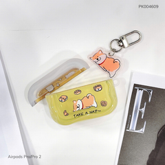 ** Case Airpods Pro/Pro 2 chó Shiba take a nap nền vàng