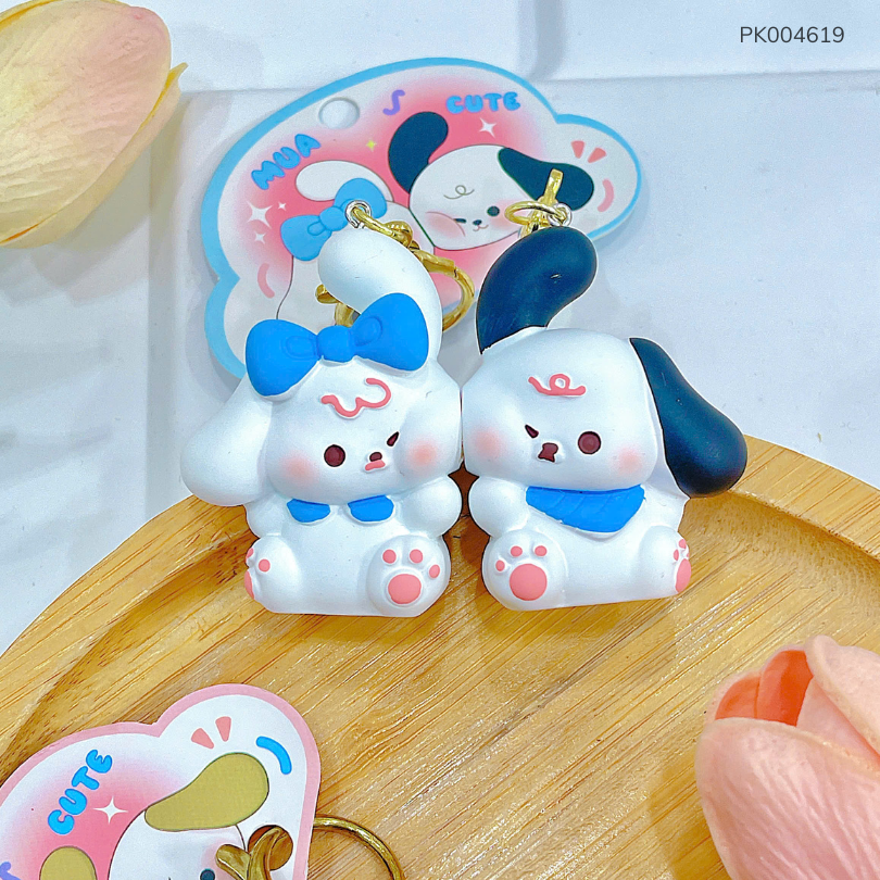 ** Móc khóa đôi cún áp má xanh/hồng