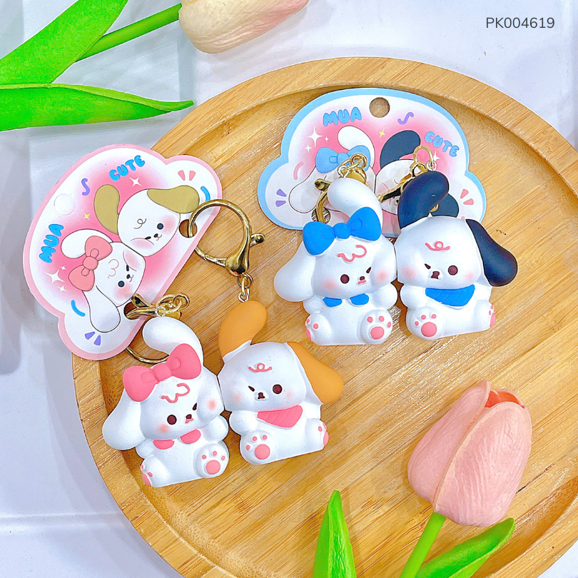 ** Móc khóa đôi cún áp má xanh/hồng